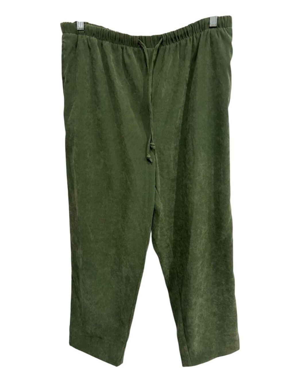 Denim & Co. Large Green Pull-On Cropped Pants Pockets Minimalist Clean Girl